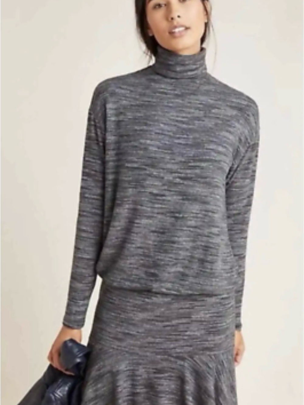 Anthropologie Gray Marled Turtleneck Dress